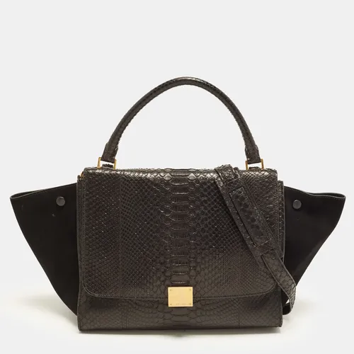 Celine Trapeze Medium Black Python and