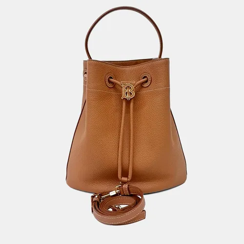 Burberry Brown Leather TB Bucket Bag