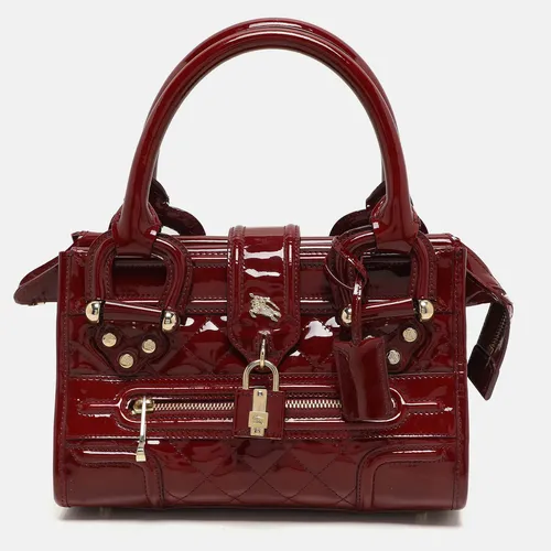 Burberry Red Quilted Patent Leather Manor