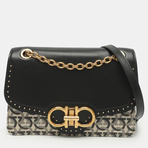 Salvatore Ferragamo Gancini Black Jacquard