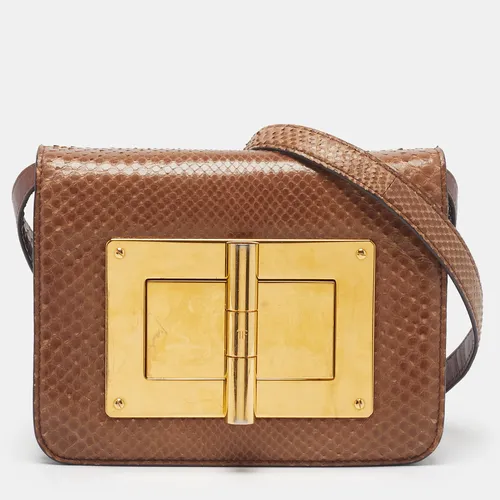 Tom Ford Natalia Small Brown Snakeskin