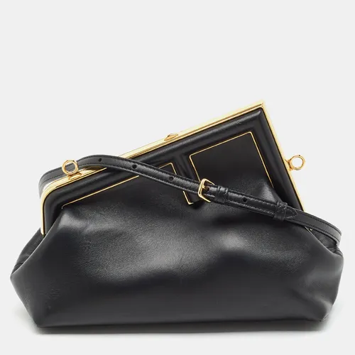 Fendi First Small Black Leather Clutch Bag