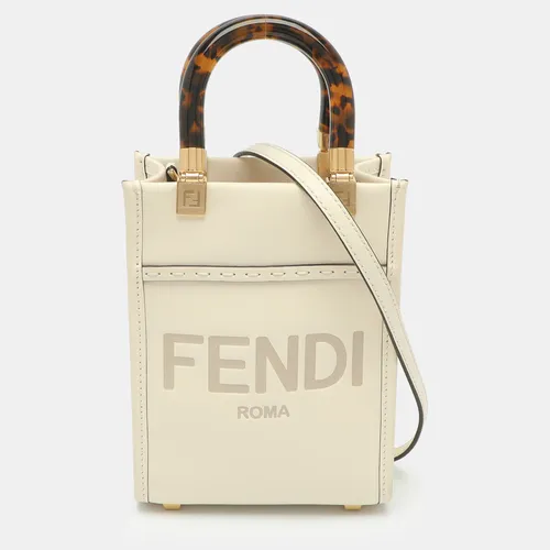 Fendi Sunshine Mini Cream Leather and