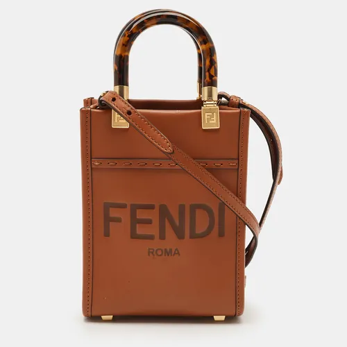 Fendi Sunshine Mini Brown Leather Tote