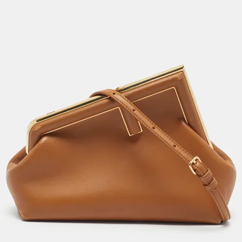 Fendi First Small Brown Leather Clutch