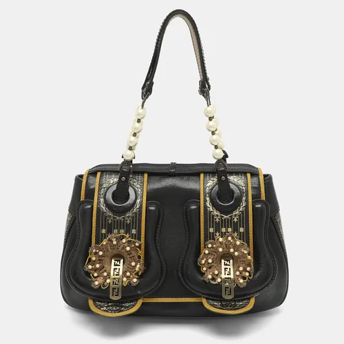Fendi B Bag Black/Gold Leather Shoulder
