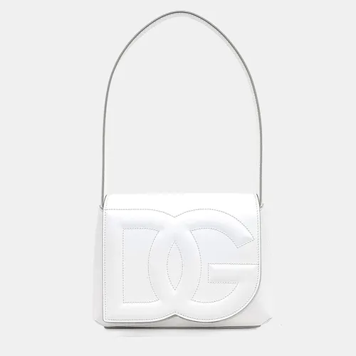 Dolce & Gabbana White Leather DG Logo