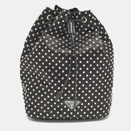 Prada Black Nylon Crystals Embellished