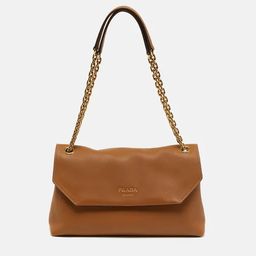 Prada Doux Brown Leather Shoulder Bag