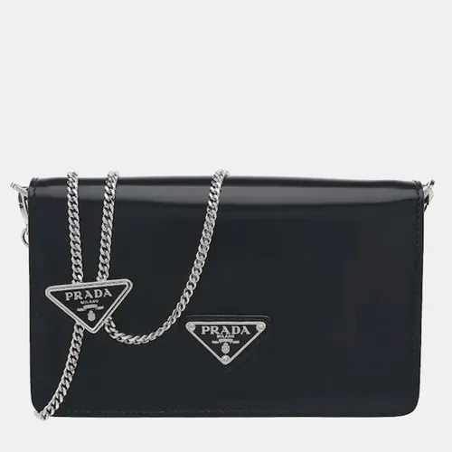 Prada Cleo Black Brushed Leather Crossbody