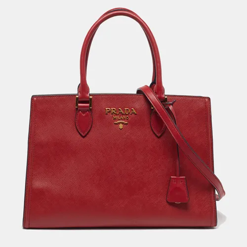 Prada Red Saffiano Lux Leather Tote
