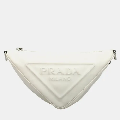 Prada Grace Lux Triangle White Calfskin