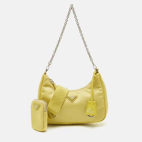 Prada Yellow Nylon and Saffiano Leather