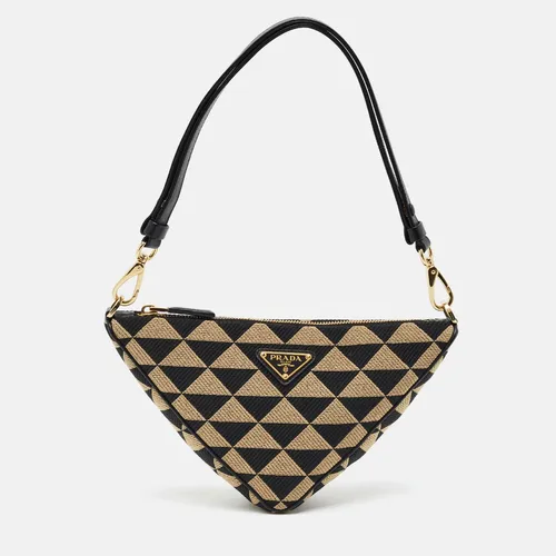 Prada Triangle Black/Beige Symbole Canvas
