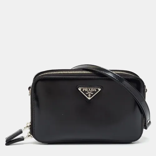 Prada Brique Black Brushed Leather