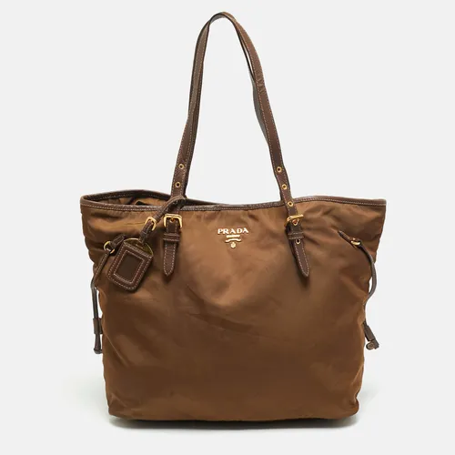 Prada Brown Nylon and Saffiano Leather