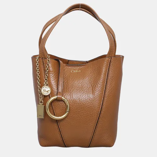 Chloe Spin Small Brown Calf Leather Tote