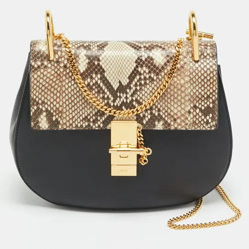 Chloe Drew Medium Black/Beige Leather and