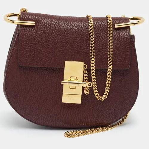 Chloé Drew Small Burgundy Leather Shoulder