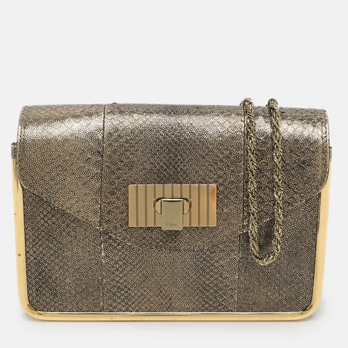 Chloe Sally Small Metallic Python Embossed