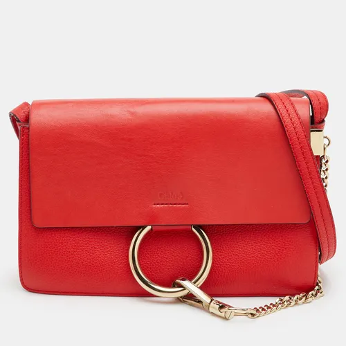 Chloe Faye Small Red Leather Shoulder Bag