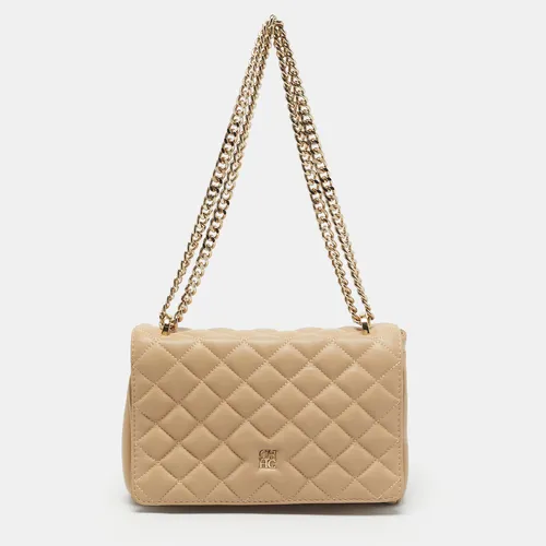 Carolina Herrera Chain Beige Quilted