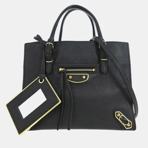 Balenciaga Black Metallic Edge Papier Mini