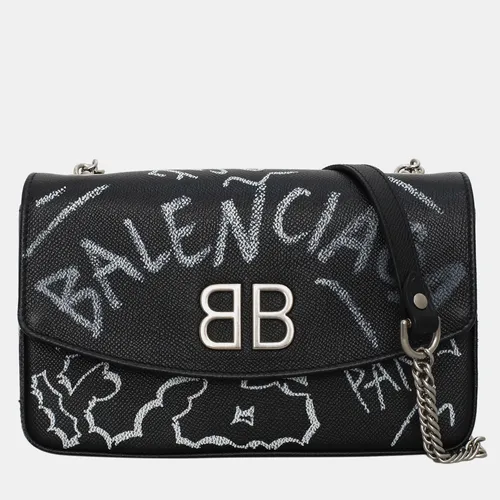 Balenciaga BB Round Medium Graffiti Logo