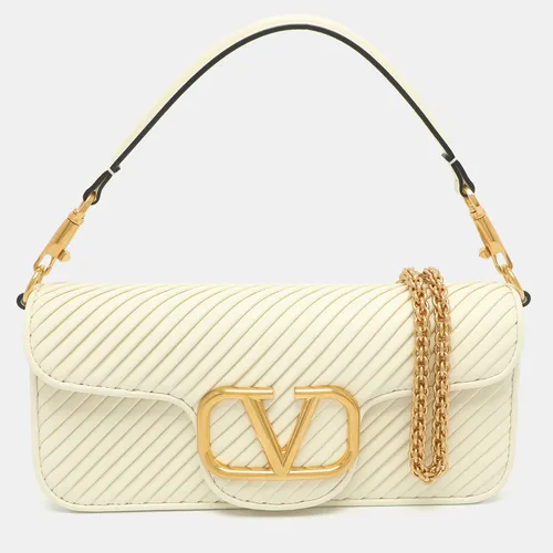 Valentino Loco White Pleated Leather