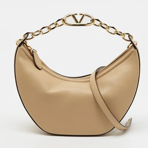 Valentino VLogo Small Beige Leather Moon