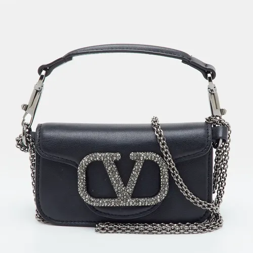 Valentino Loco Small Black Leather Chain