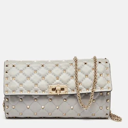 Valentino Grey Leather Rockstud Spike