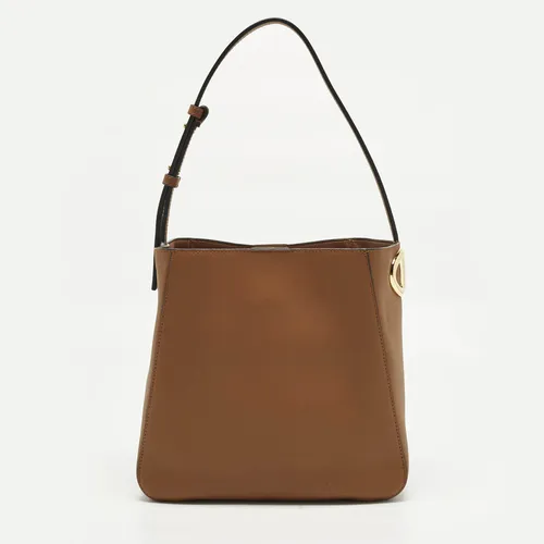 Valentino VLogo Brown Leather Bucket Bag