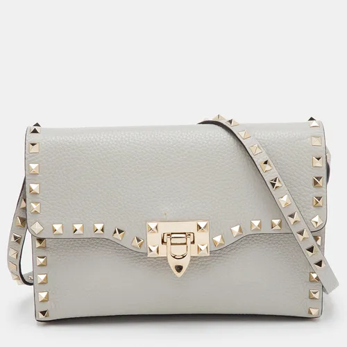 Valentino Rockstud Light Grey Leather Flip