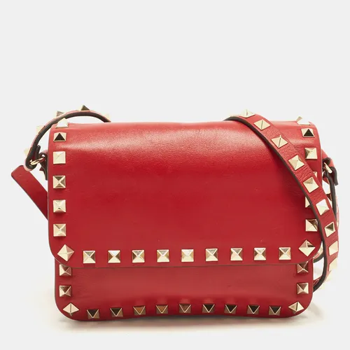 Valentino Rockstud Flap Red Leather
