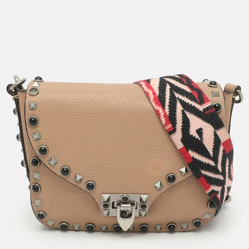 Valentino Rolling Rockstud Beige Leather