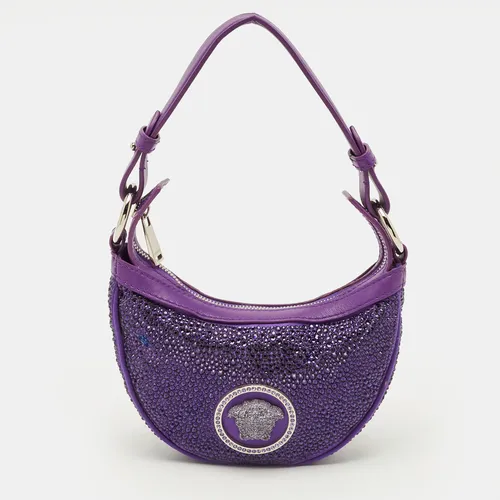 Versace Repeat Crystal Studded Mini Purple