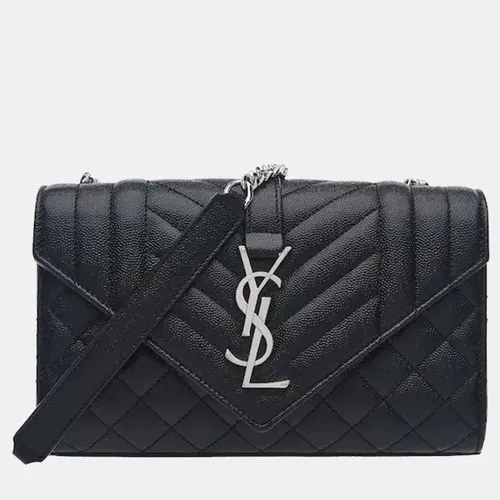 Saint Laurent Envelope Small Black Grained