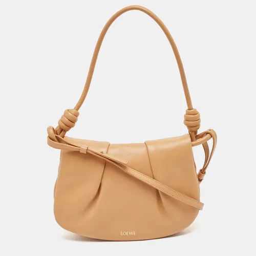 Loewe Paseo Beige Leather Shoulder Bags