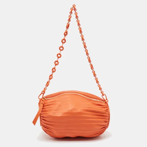 Loewe Orange Leather Pleated Braclet Pouch