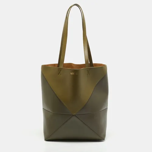 Loewe Puzzle Medium Dark Green Leather