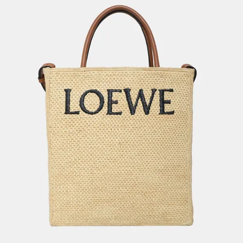 Loewe Vertical Beige Palm Leaf Raffia and