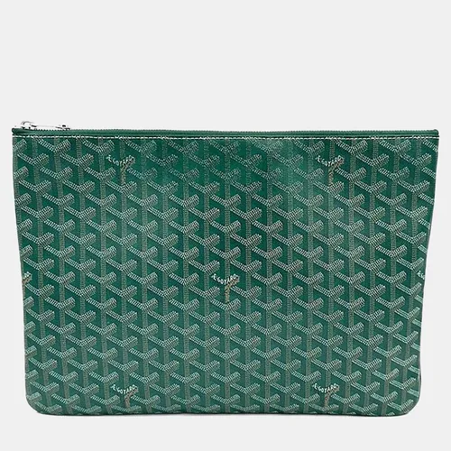 Goyard Senat MM Green Coated Canvas Pouch