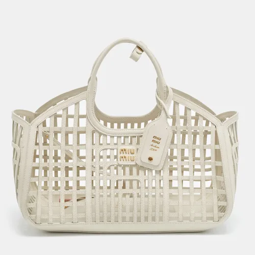 Miu Miu Basket Chalk White Leather Tote