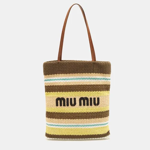 Miu Miu Raffia-effect Tundra/Lemon