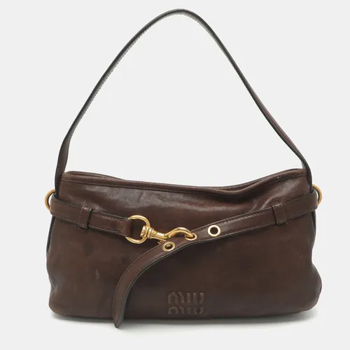 Miu Miu Aventure Brown Leather Shoulder