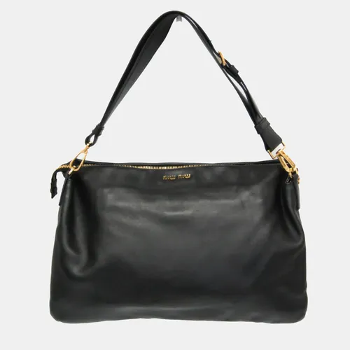Miu Miu Leather Shoulder Bag Black