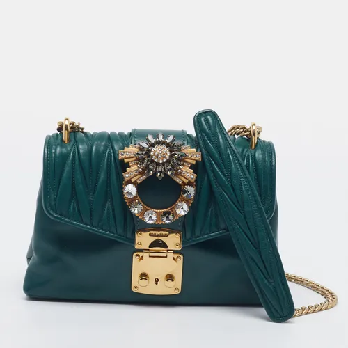 Miu Miu Crystal Embellished Teal Green