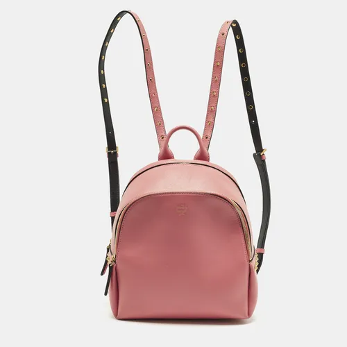 MCM Studded Pink Leather Backpack