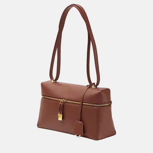 Loro Piana L27 Dark Tan Calfskin Leather Shoulder Bag